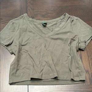 Wild Fable Khaki V-Neck Crop Top